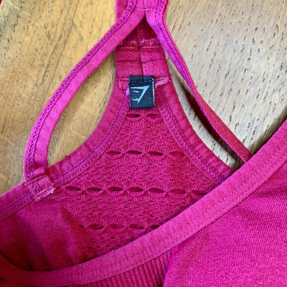 GYMSHARK Seamless Workout Bra Womens XS Sports Bra Beet Crossback Discontinued - Picture 5 of 6